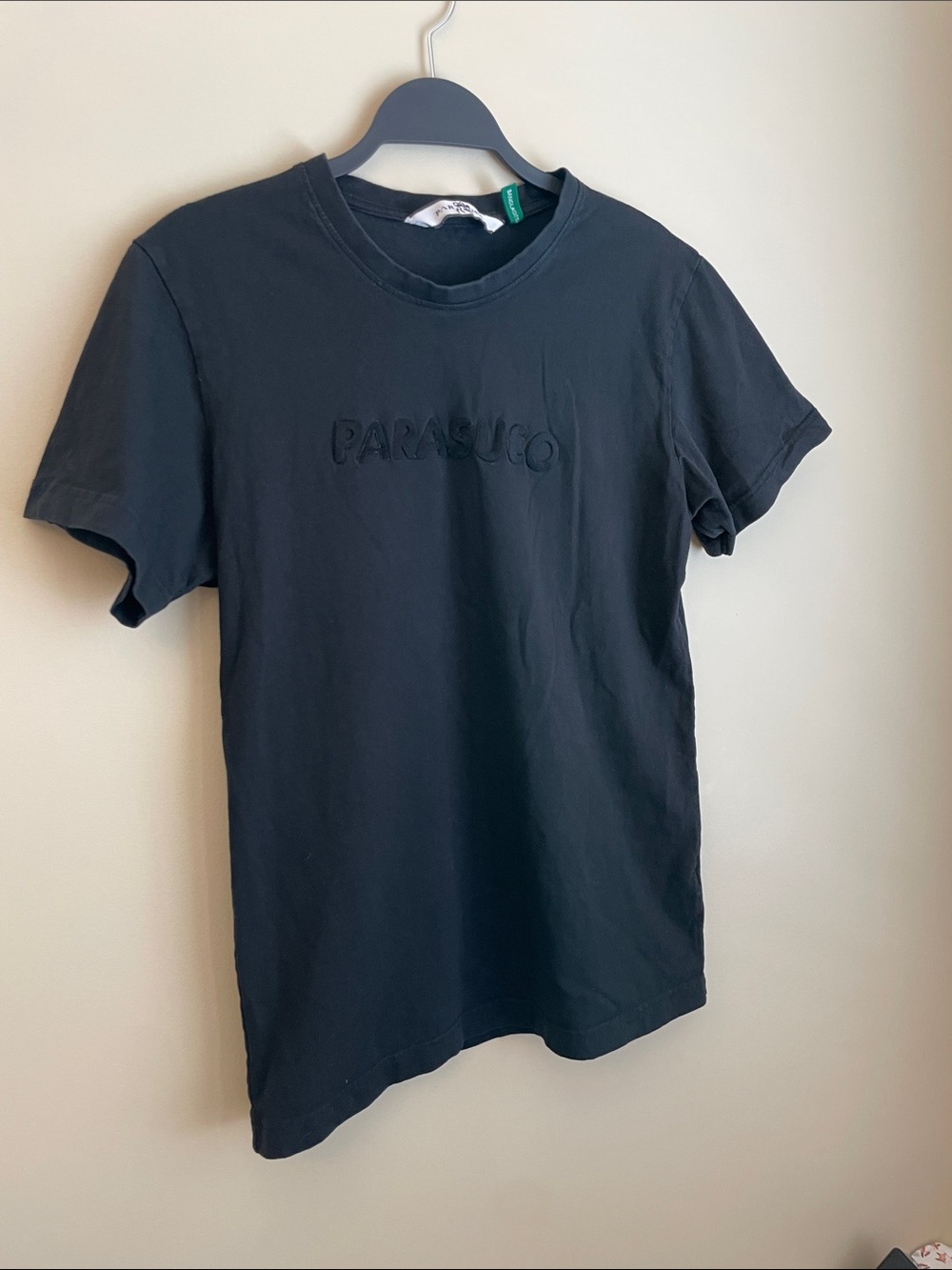Parasuco Black Textured Logo Short Sleeve Tee Size M